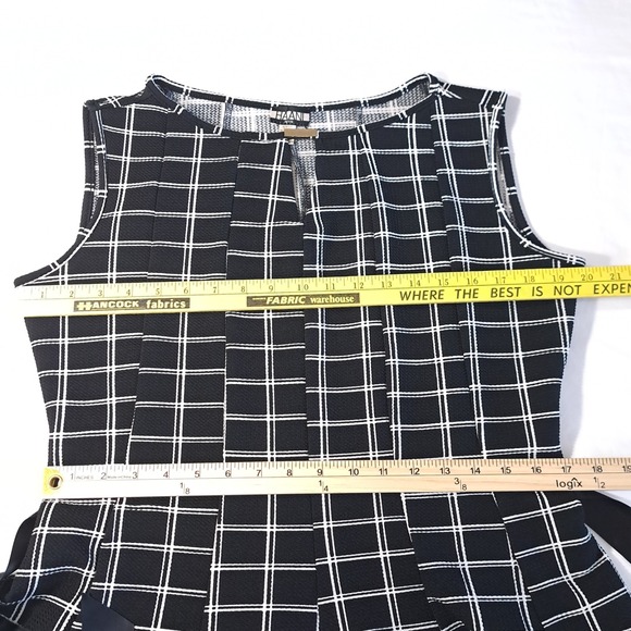 Haani Black & White Sleeveless Dress with Belt Size PL Windowpane Plaid Pullover - Picture 7 of 7